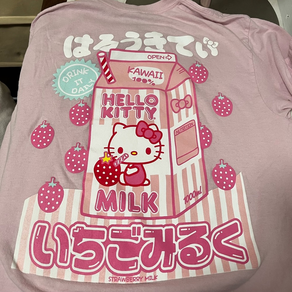 Hello Kitty Strawberry milk T-Shirt retro 90’s Y2K kawaii - Picture 9 of 15